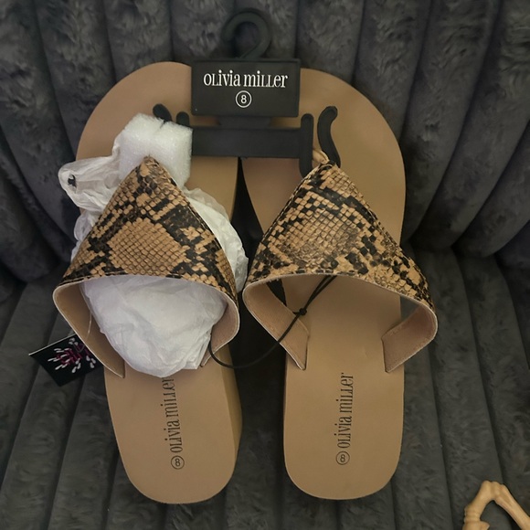 Olivia Miller Snakeskin Thong Sandals - Picture 2 of 4